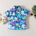thumbnail image 4 of Lilgiuy Little Boys Hawaiian Clothes Summer Print Short Sleeve Button Down Loose Tops Shorts Set for Fishing Swimming, 4 of 5