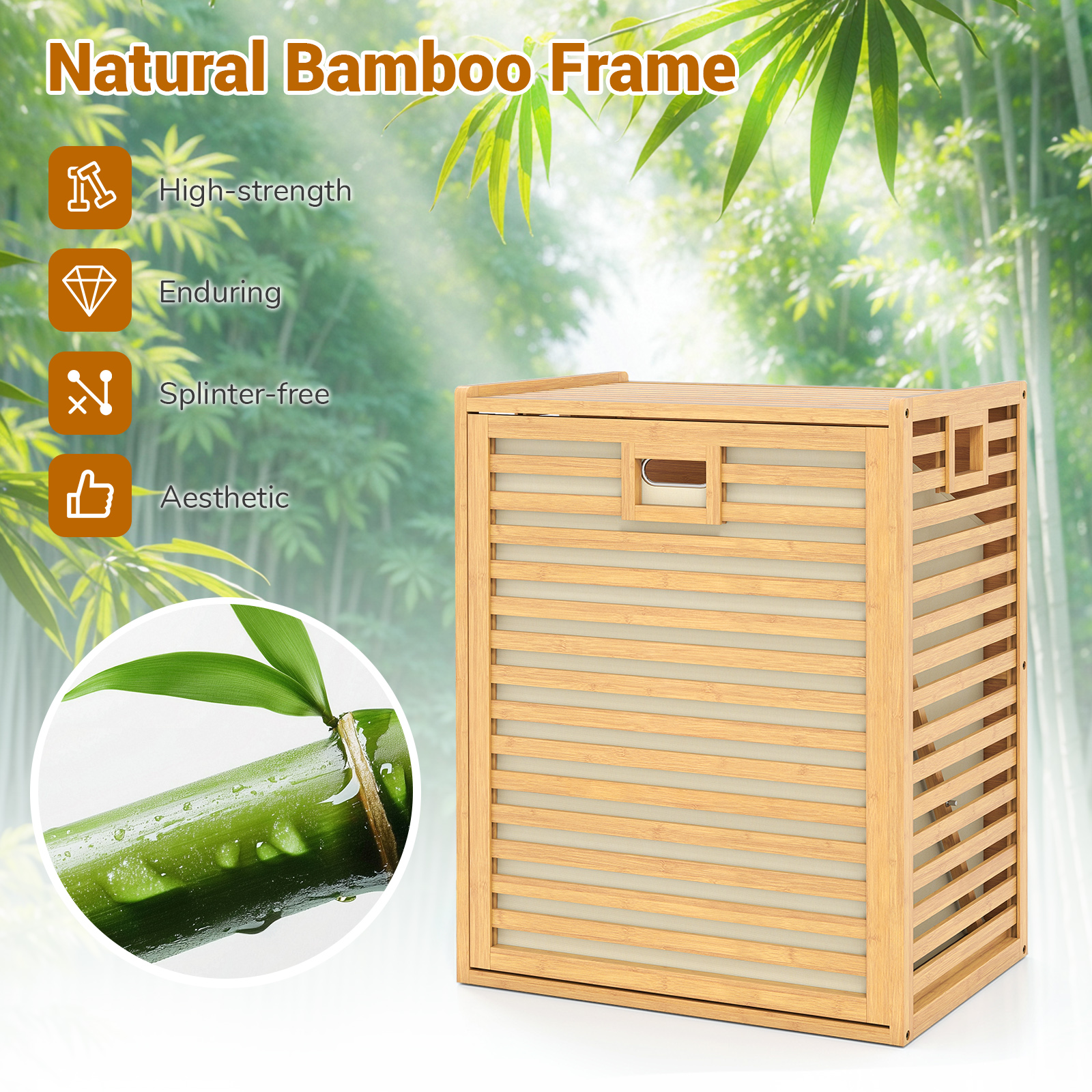 Gymax Large Tilt-out Laundry Hamper w/ Wide Top & Tilt-out Basket Side Handles