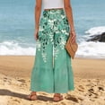 thumbnail image 4 of Womens Boho Ruffle Hem Palazzo Pants Elastic High Waisted Ties Wide Leg Flowy Lounge Pants with Pockets Turquoise XL, 4 of 5