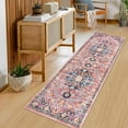 thumbnail image 5 of Findosom 2'x6' Vintage Runner Rug Distressed Hallway Runner Rug, Non Slip Machine Washable Low Pile Rugs for Living Room, Entryway, Bedroom, Kitchen and Corridor Entryway Floor Carpet,Pink, 5 of 8