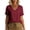 Wine, variant on Womens Summer Tops Casual Linen Cotton Tunic Blouse Roll Short Sleeve V Neck Shirts Solid Loose Beach Vacation Tees Wine XXL