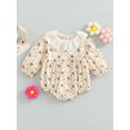 thumbnail image 2 of Franhais Baby Girl Romper/ Dress, Long Sleeve Round Neck Lace Floral Print Loose Bodysuit / Dress, 2 of 9