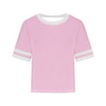 thumbnail image 3 of BangWanChi Ladies' Casual Drop Shoulder T-Shirt Round Neck Oversized Crop Top for Gym & Lounge, 3 of 4