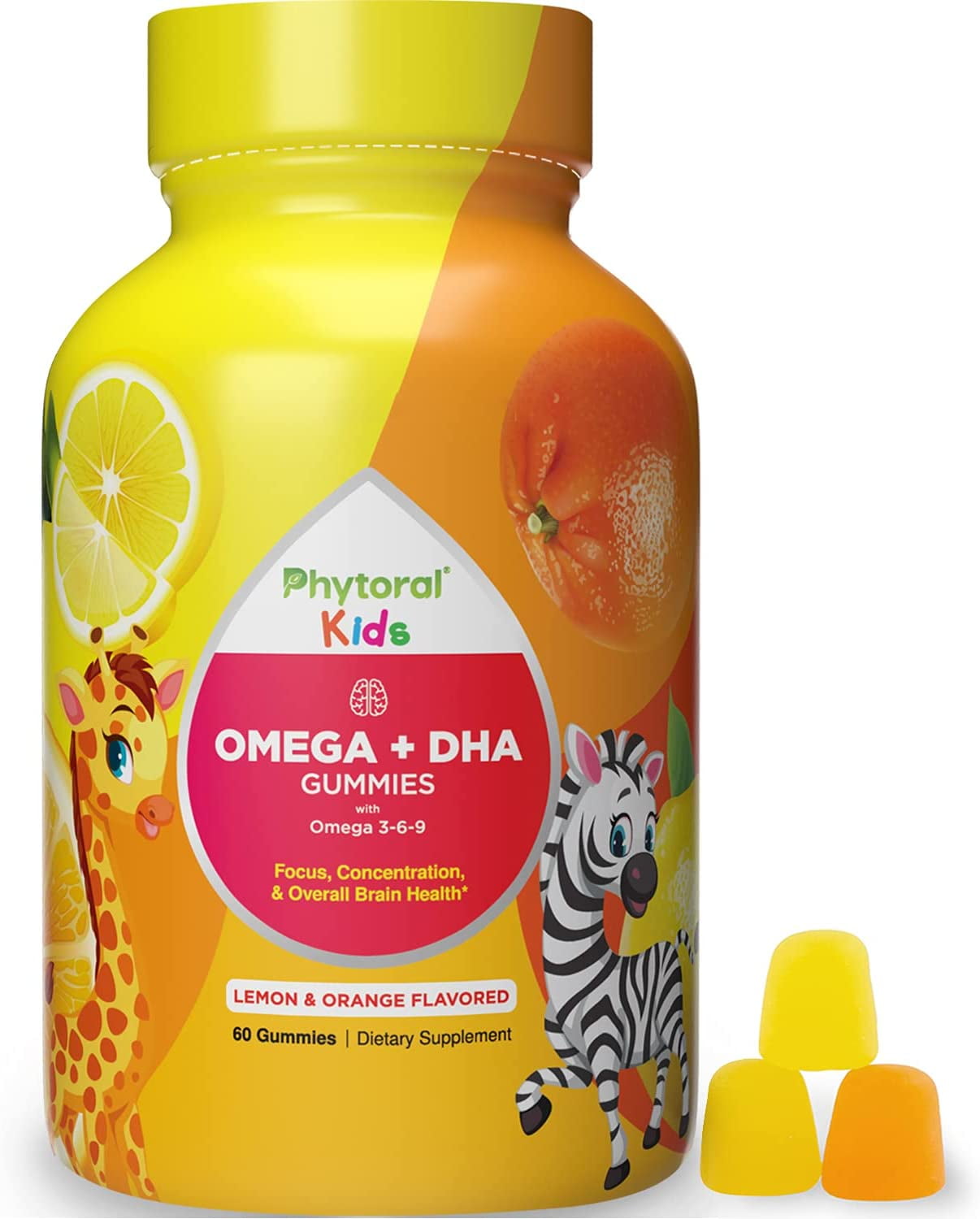 DHA Omega 3 Gummies for Kids Kids Omega 3 DHA EPA Fish Oil Gummies and Brain Booster for Kids