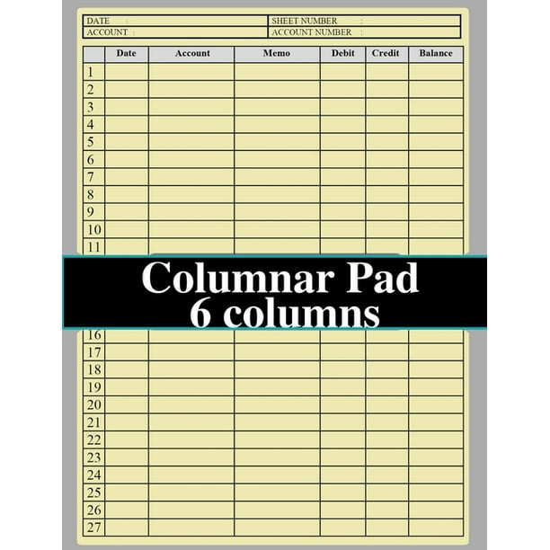 Columnar Pad 6 Columns expense account ledger, idealy sized8.5x11