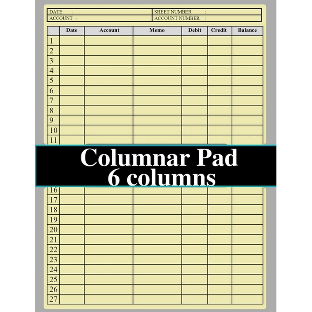 Columnar Pad 6 Columns expense account ledger, idealy sized8.5x11