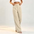 thumbnail image 6 of ClodeEU Women's High Waist Pleated Wide Leg Dress Pants, Casual Loose Trousers With Pockets ,Women's Plus L, 6 of 6