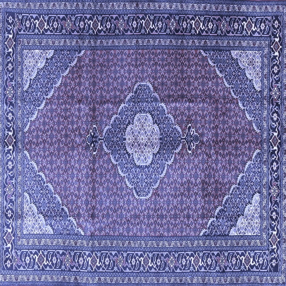 Ahgly Company Indoor Square Medallion Blue Traditional Area Rugs, 8' Square