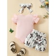 thumbnail image 3 of Bagilaanoe 3pcs Newborn Baby Girl Shorts Set Short Sleeve Romper Tops + Butterfly Shorts + Headband 3M 6M 9M 12M 18M Infant Casual Summer Clothes, 3 of 9