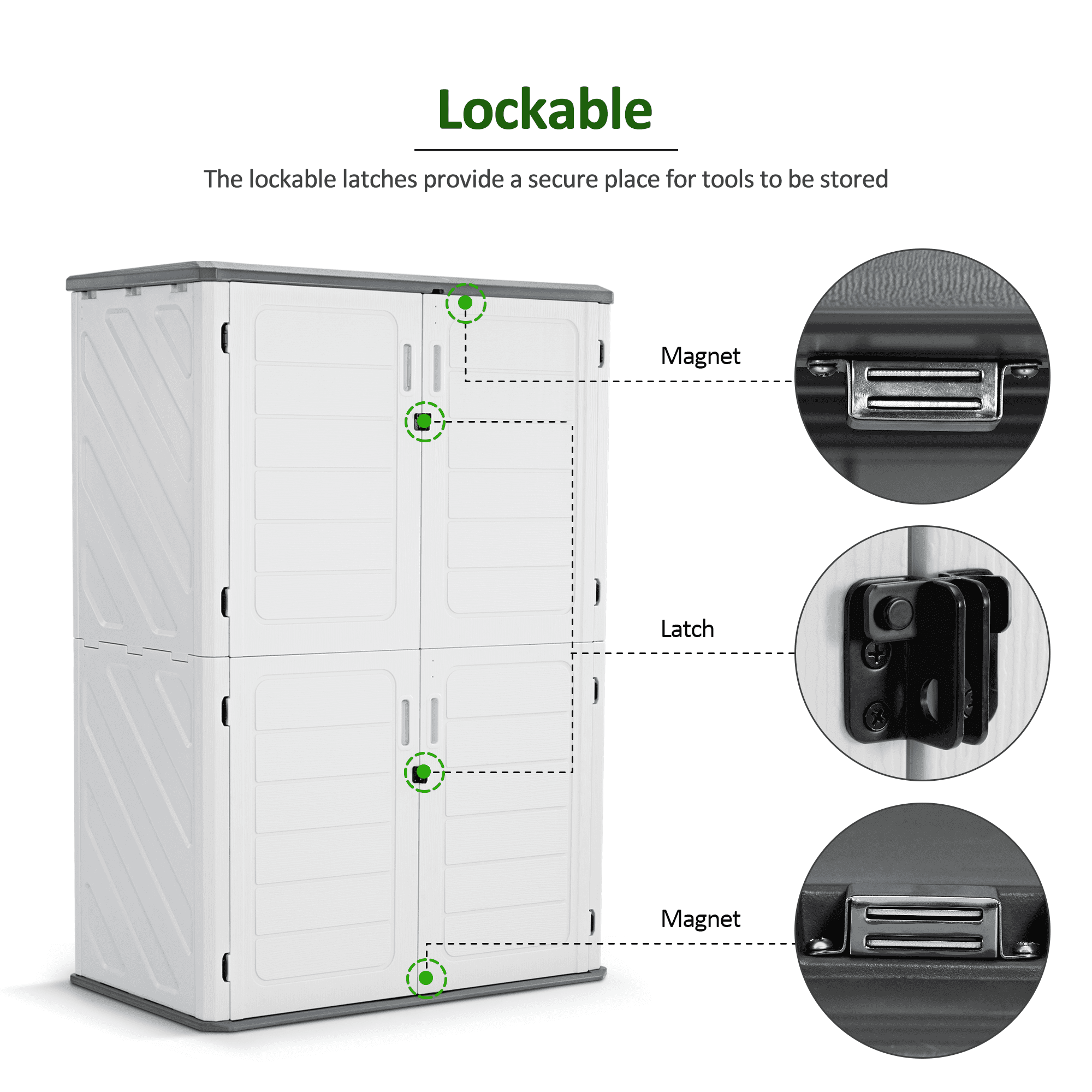 Macrout 4.3 x 2.5 ft Vertical Outdoor Plastic Storage Cabinet with Floor, Resin Garden Tool Shed
