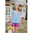 thumbnail image 4 of Arshiner Girls Summer Tops Short Sleeve Square Neck Lace Openwork Pleated Blouse Tunic Tops, 4 of 6