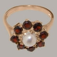 thumbnail image 5 of LBG British Made 18k Rose Gold Cultured Pearl & Garnet Womens Statement Ring - 33 size options - Size 7, 5 of 6