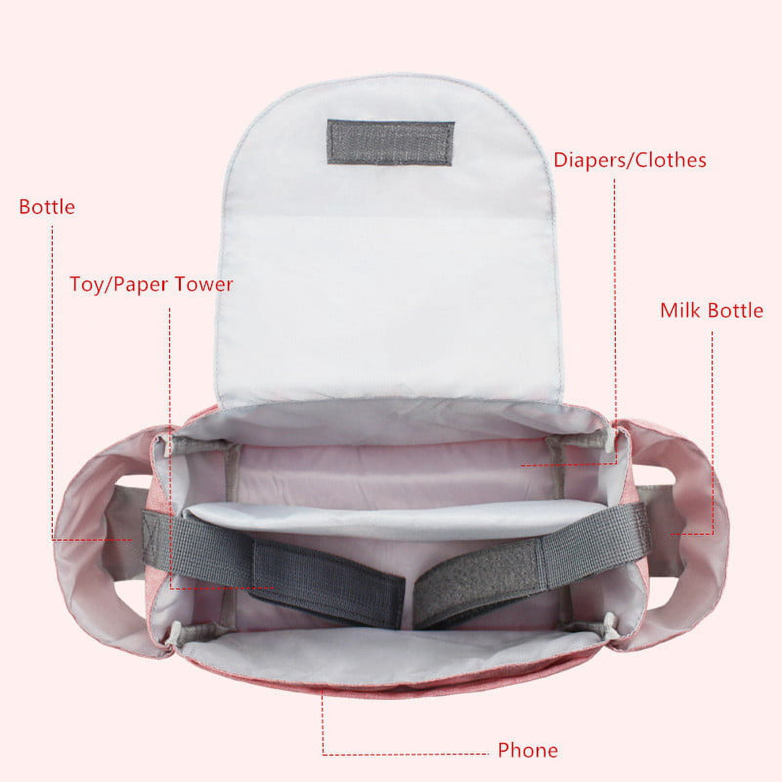 EIMELI Universal Stroller Organizer with Insulated Cup Holders by Ida Babies - Hand & Shoulder Strap – Storage for Diapers, Phone, Keys, Toys. Fit All Strollers. Perfect for Baby Gifts (Pink)