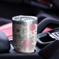 thumbnail image 5 of 30oz Pioneer Flower Floral Print Pattern Tumbler, Double Wall Vacuum Insulated Cup, BPA-Free Leak Proof Lid & Reusable Straws, Hot 12h, Cold 34h, 5 of 6