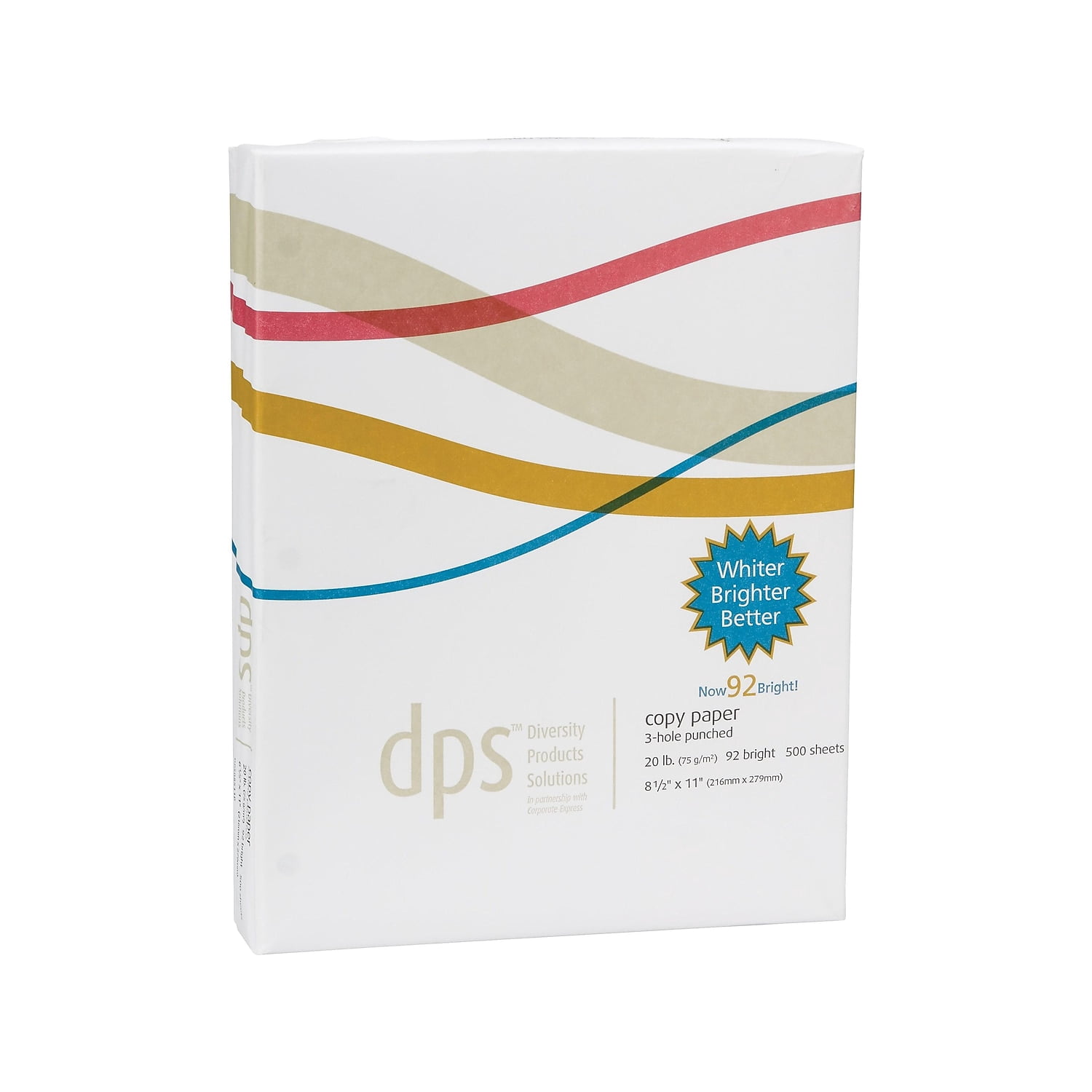 DPS by Staples 8.5" x 11" 3-Hole Punched Copy Paper 20 lbs. 92 Brightness 10 Reams/Carton