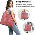 thumbnail image 2 of 5 Pack Foldable Shopping Bag,Red Christmas Pattern Reusable Grocery Bags with Pockets,Large Reusable Tote Bags with Handles Waterproof & Lightweight, 2 of 6