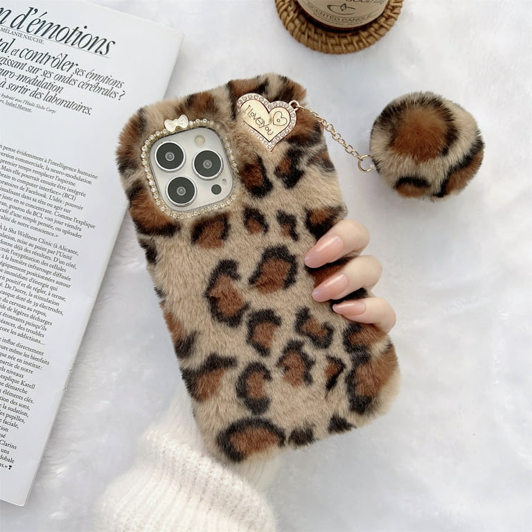 Allytech Girly Furry Case for iPhone 7/iPhone 8, iPhone SE 3rd/2nd Gen  2022/2020 Case for Women, Luxury Leopard Pattern Cute Leopard Furry Fuzzy  Fur 
