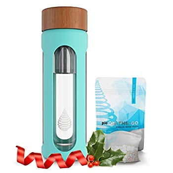 pH HYDRATE Glass Alkaline Water Bottle - Portable Filtered Water Bottle Ionizer - Water Bottle Filter - Increase pH, Reduce Fluoride, Remove Heavy Metals & Chlorine (400 ml)