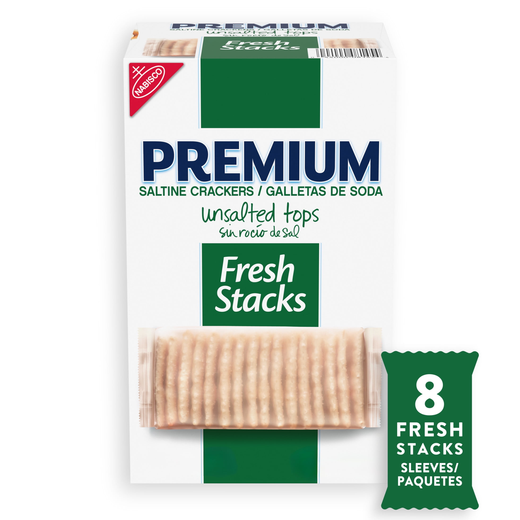 (3 pack) Premium Fresh Stacks Unsalted Tops Saltine Crackers, Travel Snacks, 14.2 oz (8 Multi Snack Packs)