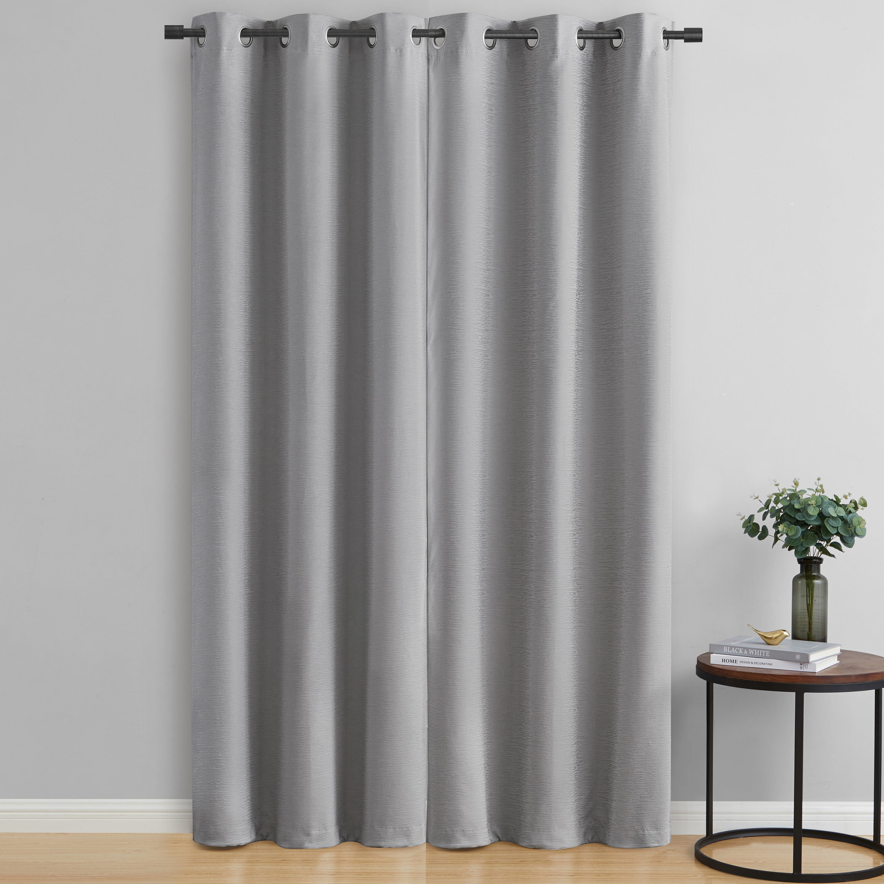 VCNY Home Rosalie Charcoal Grey Tonal Grommet Jacquard Curtain Panel, 55" x 84"