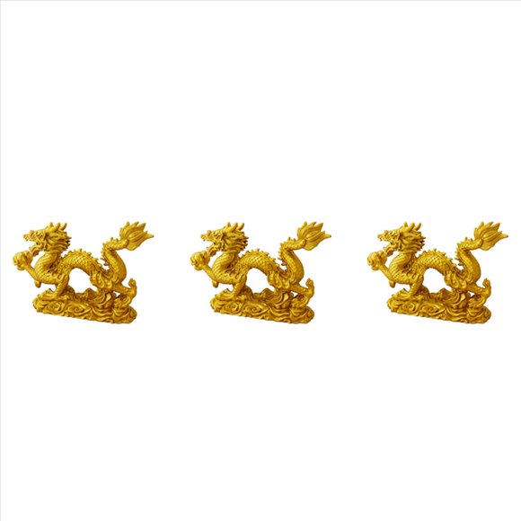3X Chinese Zodiac Golden Dragon Statue Animal Decoration Home Decoration,3 * Dragon statue,gold