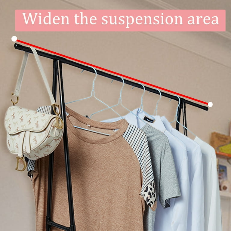 2 Tier Garment Rack Triangle Coat Wheel Rack Removable Clothes Hanging Hanger Clothes Storage Standing Garment Rack 160 42 55cm
