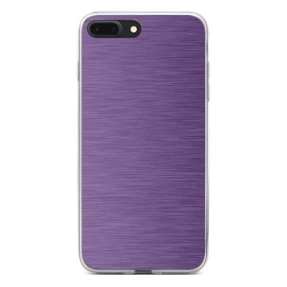 DistinctInk Clear Shockproof Hybrid Case for iPhone 7 PLUS / 8 PLUS (5.5" Screen) - TPU Bumper, Acrylic Back, Tempered Glass Screen Protector - Purple Stainless Steel - Printed Image of Stainless