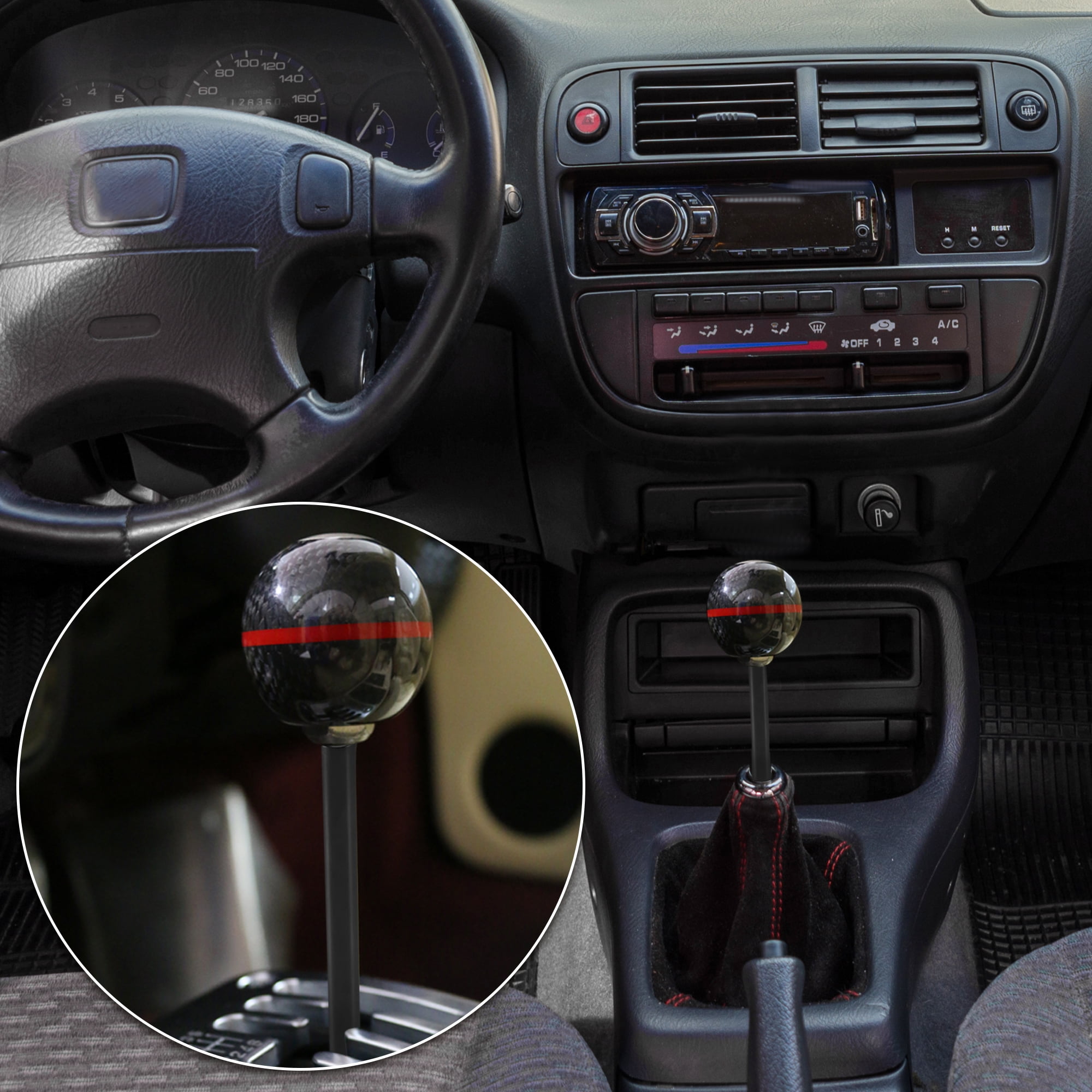 Unique Bargains 2" Car Gear Shift Knob Extender Lever for Honda Civic Black M10X1.5
