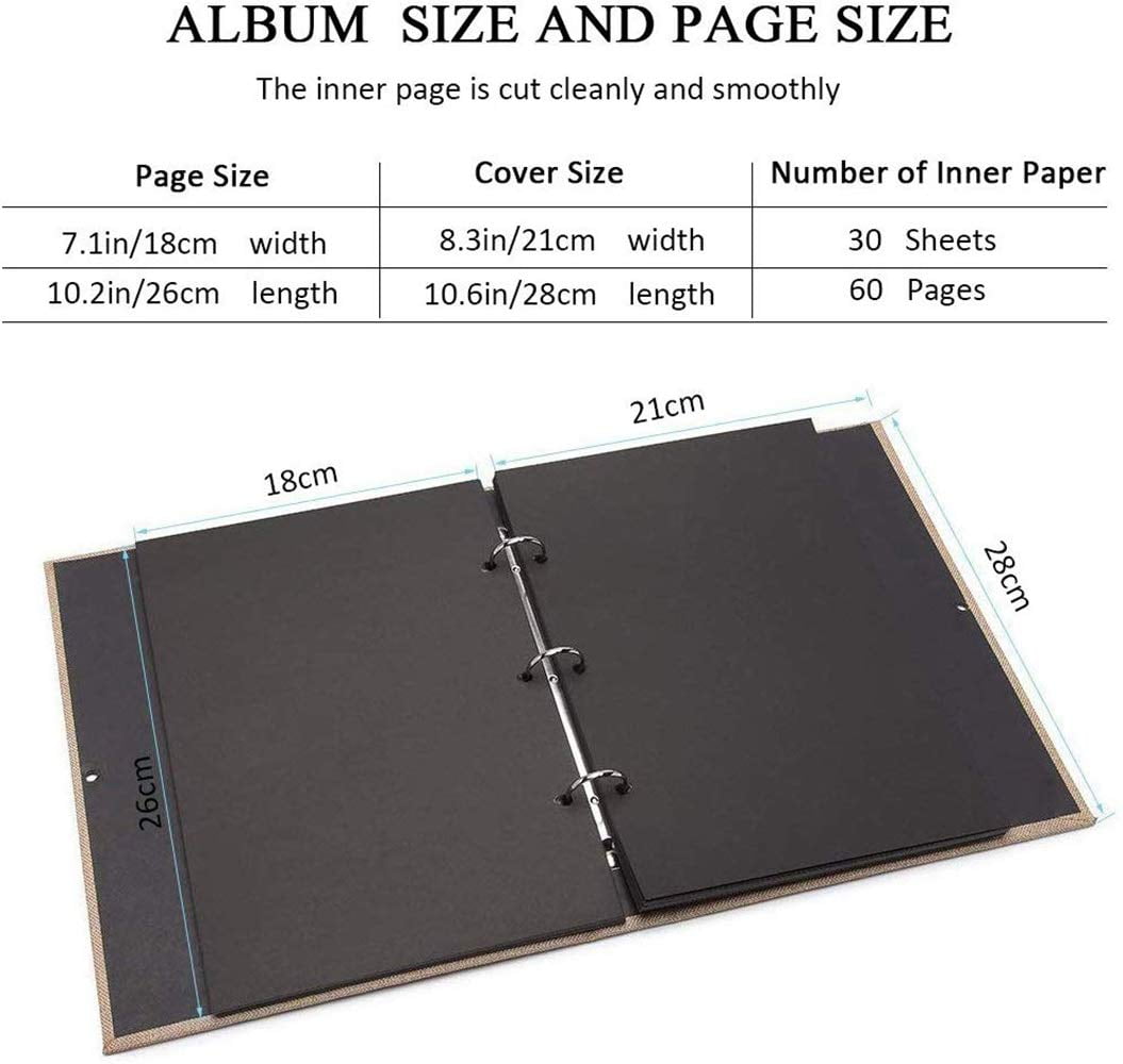 Photo Booth Nook Scrapbook Album With Gel Pen (20 Count) - Scrapbooking  Journal With Leather Cover - 40 Black Pages, 2X6 Cover P