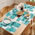 thumbnail image 5 of Turquoise Pink Placemats Set of 8 Modern Abstract Art Botanical Place Mats Indoor Wipeable Table Mats Washable Cloth Dining Table Placemats for Kitchen Holiday Party Home Decor 13x19 Inch, 5 of 9