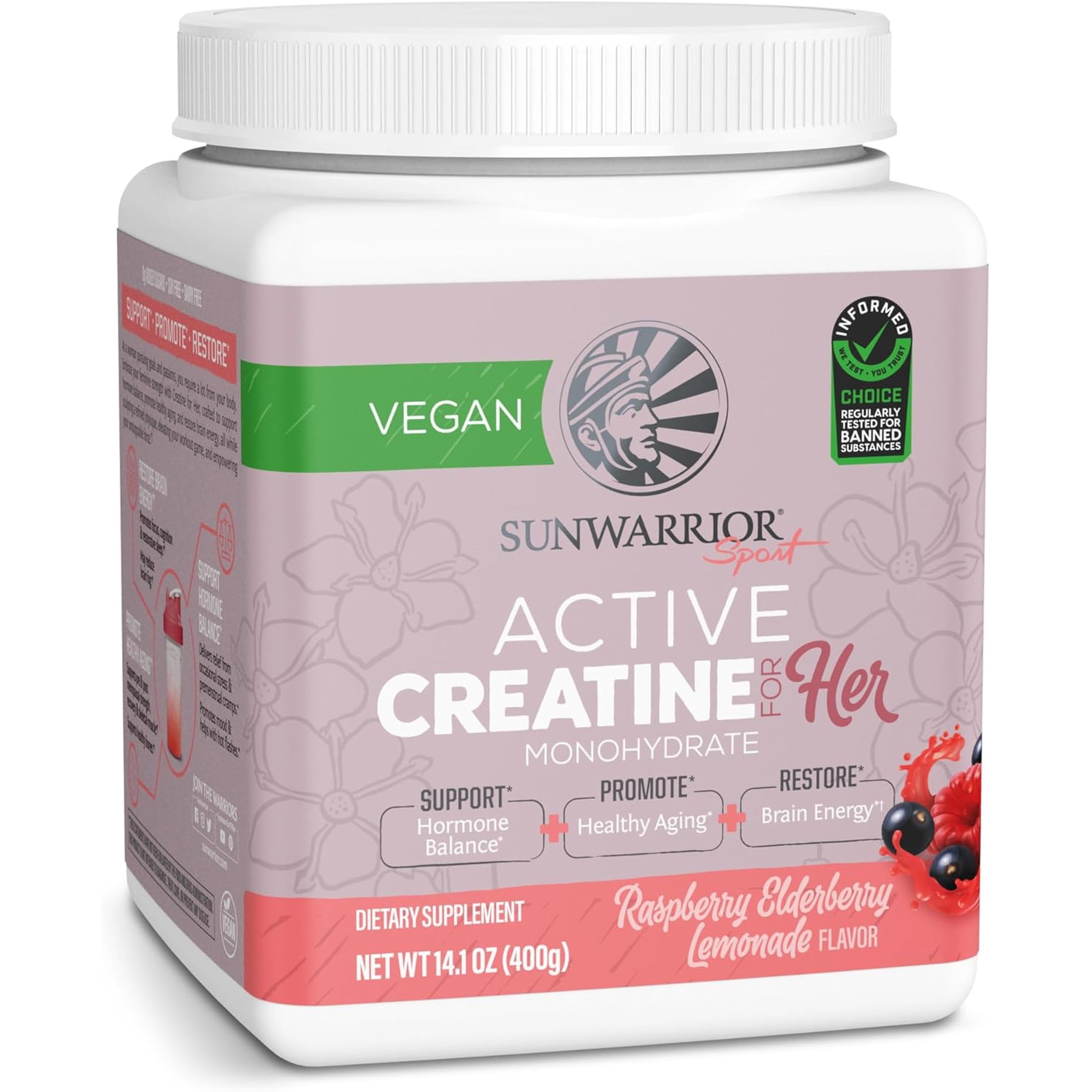 Sunwarrior Creatine Monohydrate Powder, Preworkout for Women, Vegan & Keto-Friendly, 14.1 oz