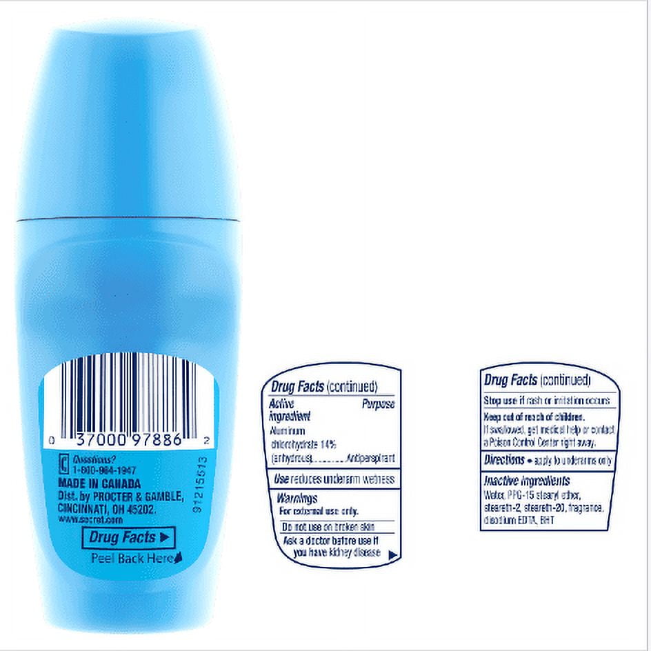 Secret Roll-on Antiperspirant Deodorant for Women, Powder Fresh, 1.8 fl oz