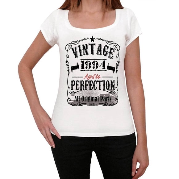Women's Graphic T-Shirt All Original Parts Aged to Perfection 1994 30th Birthday Anniversary 30 Year Old Gift 1994 Vintage Eco-Friendly Ladies Short Sleeve Novelty Tee