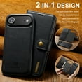 thumbnail image 6 of for iPhone Air Case, PU Leather Detachable Vintage Wallet Flip Magnetic Clousure Drop Protective Slim Phone Case Cover for iPhone Air with Card Holder - Black, 6 of 8