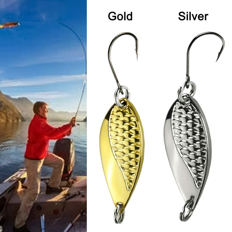 Cxda 5pcs/set 5G 4.18cm Reflective Sequin Lure Single Hook Zinc Alloy Snake Hard Spinner Spoon Lure Metal Sequins Baits for Outdoor, Gold