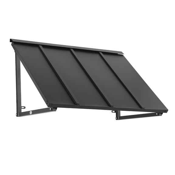 Awntech 3.67 Ft Houstonian Standing Seam Metal Fixed Awning Canopy (44in x 24in x 24in), Black
