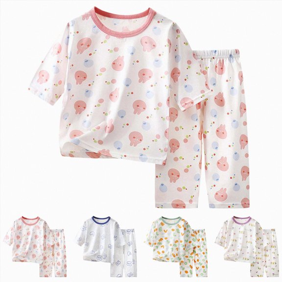WUANDIXFA Kids Pajamas Girls 1T 2T 3T 4T 5T 6T 7T 8T Baby Pajamas 2 Piece Pajamas for Kids Ultra Soft Comfy Homewear,Purple,5-6 Years