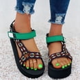 thumbnail image 4 of Vedolay Dressy Sandals Women Women's Platform Sandals Open Toe Block Heeled Sandals,Green 7.5, 4 of 5