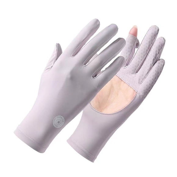 Anti-slip Silicone Finger Gloves 1 Pair Sun Protection Full Finger Gloves Hollow Breathable Touch Screen Design Soft to Skin Uv-proof Sports Gloves