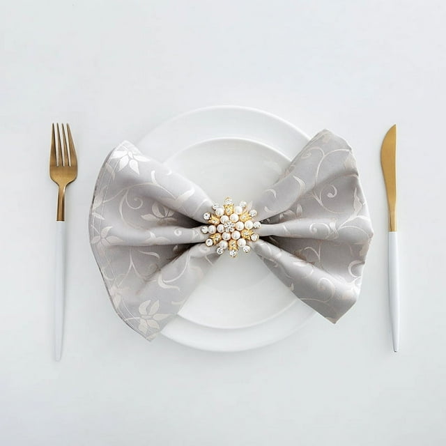 Nvzi Servilletas de tela de damasco de 2 unidades, 19,68 x 19,68 pulgadas, servilletas de tela de jacquard cuadradas,banquetes de bodas, color gris A