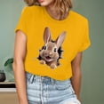 thumbnail image 1 of Ounisa T-Shirts à Manches Courtes pour Femmes Col Rond Imprimé Lapin de Pâques Tissu Doux Coupe Ample Printemps Été 2026 Mode Décontractée Quotidienne Confortable Tendance Basique Hauts P-2TG, 1 of 5