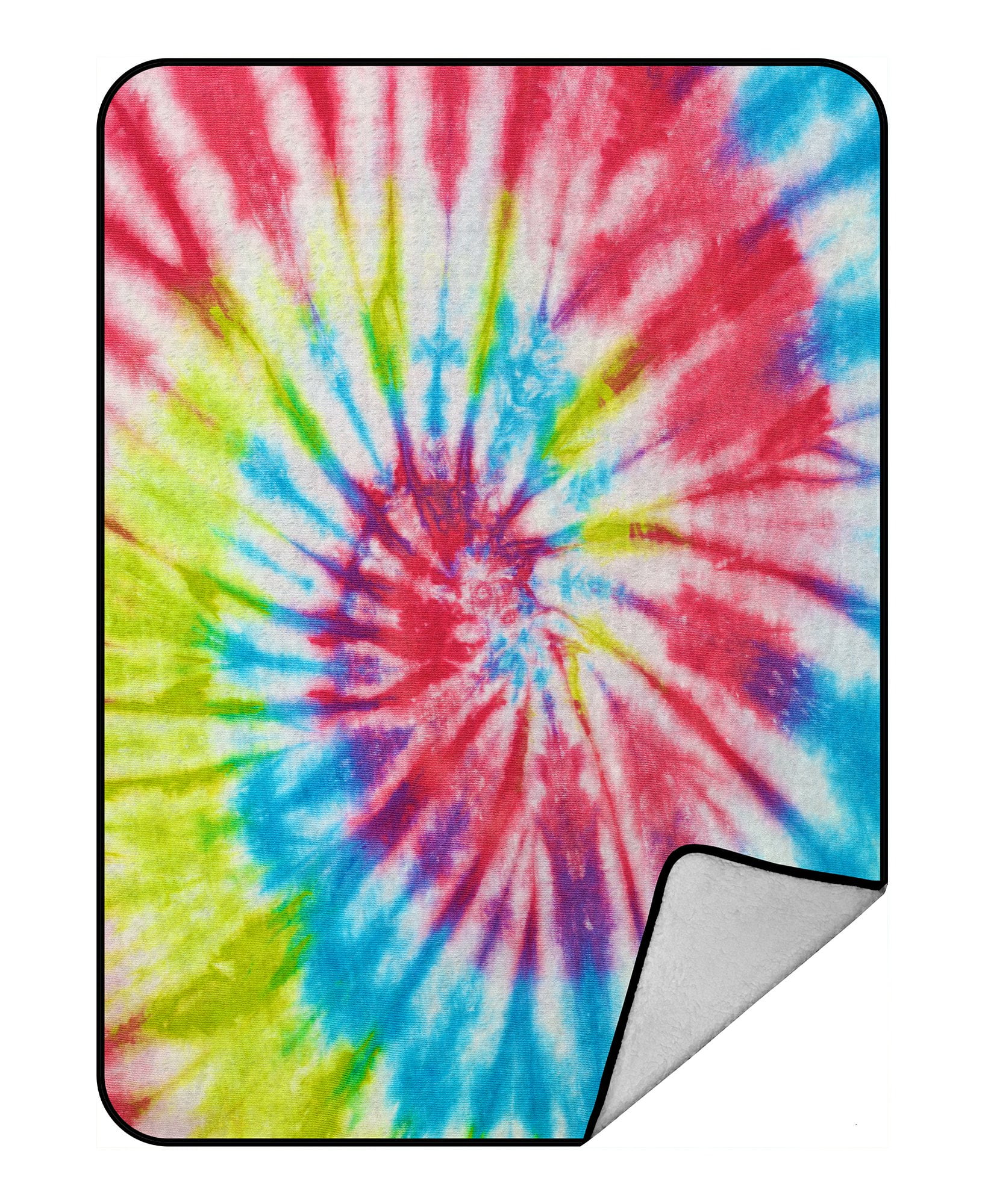 PHFZK Popular Rainbow Tie Dye Fleece Blanket Crystal Velvet Front and