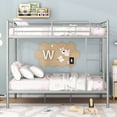 thumbnail image 2 of Kacho Full Bunk Bed, Full Over Full Metal Bunk Bed for Kids Adults, Convertible into 2 Bed, Full Bed Frame Kids Bunk Beds with Full-Length Guardrail and Ladder, Easy Assembly, No Noise Free, Silver, 2 of 9