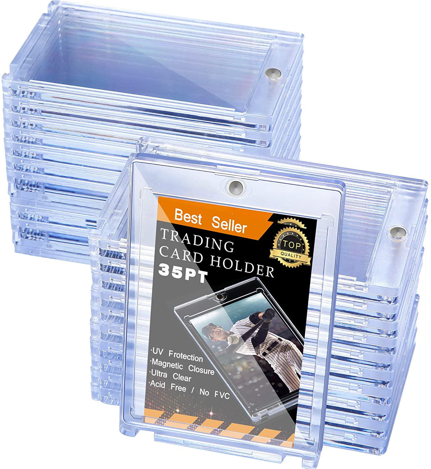 Acrylic Magnetic Card Holder 5 Pieces Acrylic Card Holder 35 PT Clear Card Protectors for Baseball Football Sports Card Trading Cards Game Card Storage and Display 