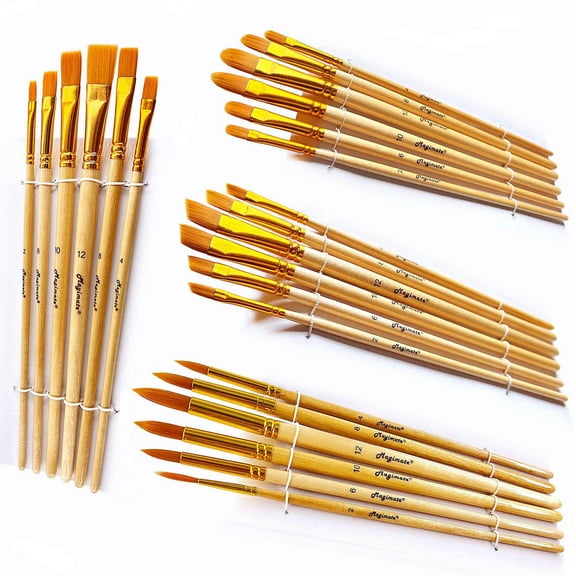 Artist Paint Brush Set Variety Painting Brushes Assortment, Soft Nylon Paintbrushes for Acrylic Oil Watercolor Gouache, Face Nail Art, Miniature Detailing, Craft and Rock Painting – 24 Pcs