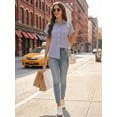 thumbnail image 6 of MOYIKO Short Sleeve Summer Tops for Women Casual Button Down Shirts Striped Business Work Blouses, 6 of 7