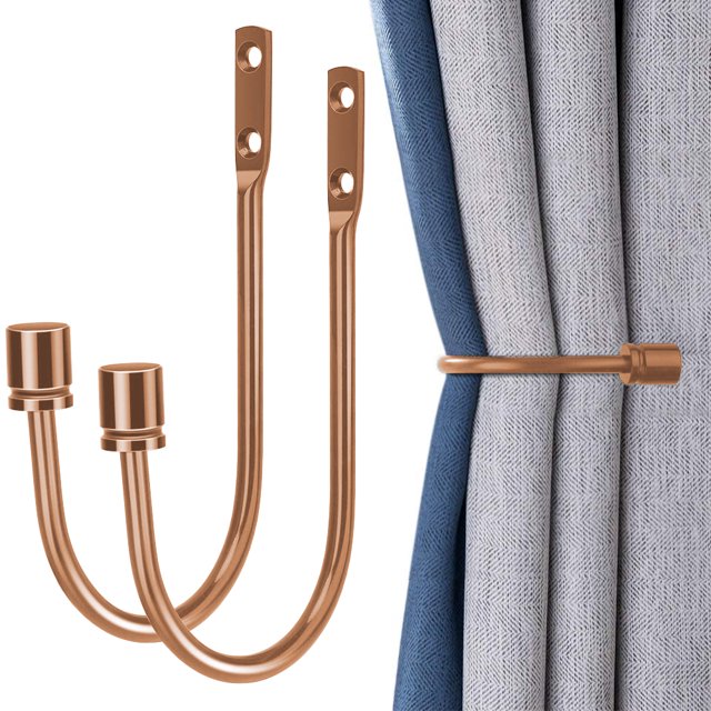 2 Pcs Retenues de Rideaux en Métal, Retenues de Rideaux Murales Décoratives avec Vis, Traitement de Fenêtre Robuste pour Décoration Intérieure-Rouge Ancien