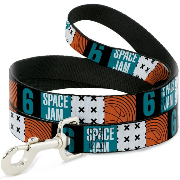 Looney Tunes Pet Leash, Dog Leash, Space Jam 2 Number 6 Blocks Multi Color, 4 Feet Long 0.5 Inch Wide