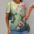 thumbnail image 6 of Flower Hummingbird Women's T-Shirt Short Sleeve T Shirts Tops Tee Ladies Loose T, 6 of 6
