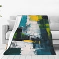 thumbnail image 1 of Balery Abstract Brushstrokes Green Blue Manta de Felpa Suave y Acogedora – Cobija de Franela Aterciopelada para Cama, Lavable y Cálida para Sofá, Mascotas, Transpirable-50"x40", 1 of 7